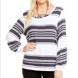 Chaser - Long Balloon Sleeve Striped Top - Size Med NEW Shirt